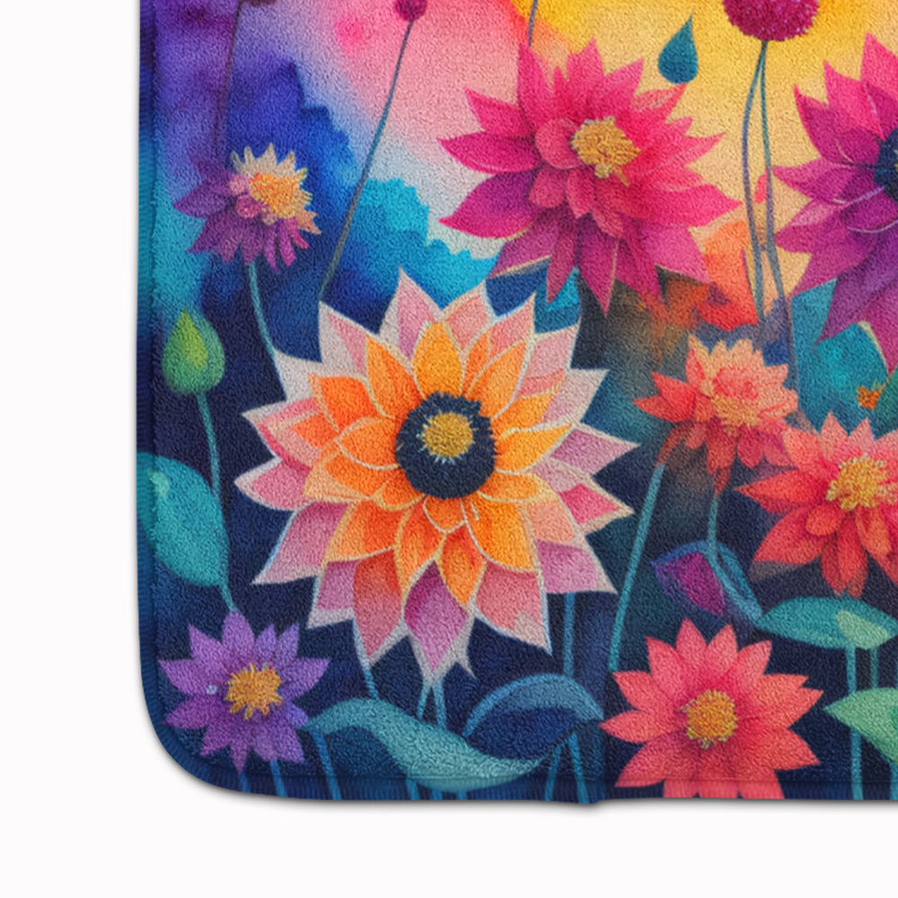 Dahlias in Color Memory Foam Kitchen Mat