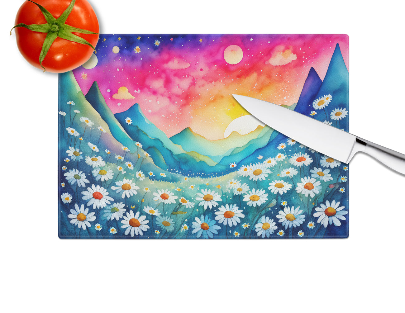 Daisies in Color Glass Cutting Board