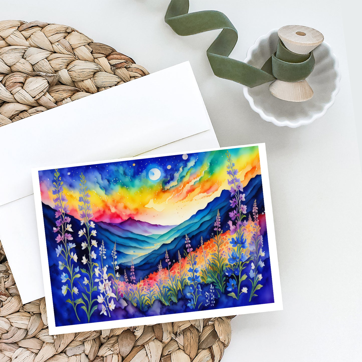 Delphinium in Color Greeting Cards Pack of 8