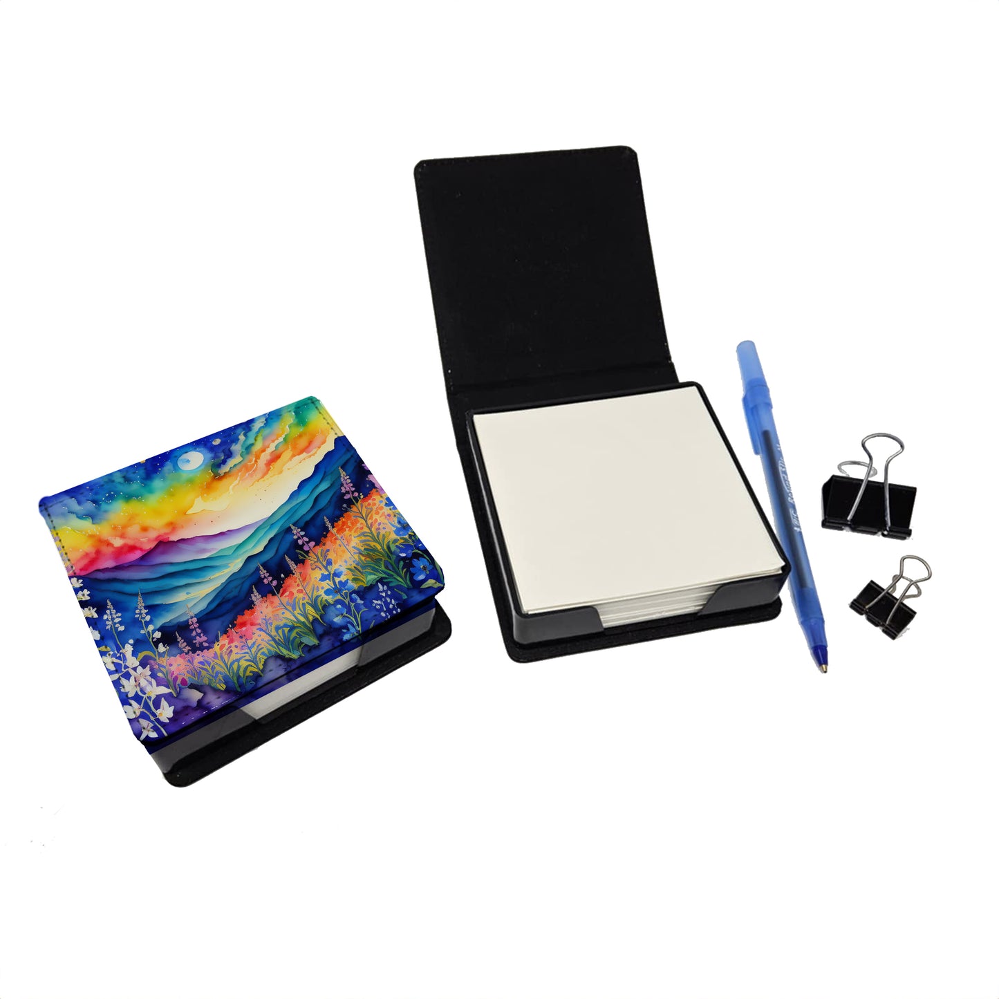 Delphinium in Color PU Leather Note Paper Holder