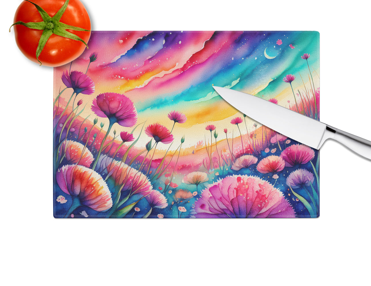 Dianthus in Color Glass Cutting Board