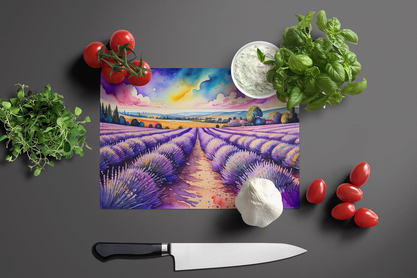 English Lavender in Color Glass Cutting Board