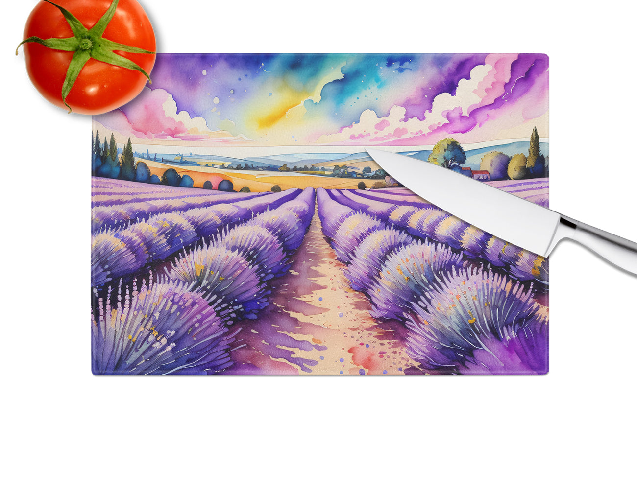 English Lavender in Color Glass Cutting Board