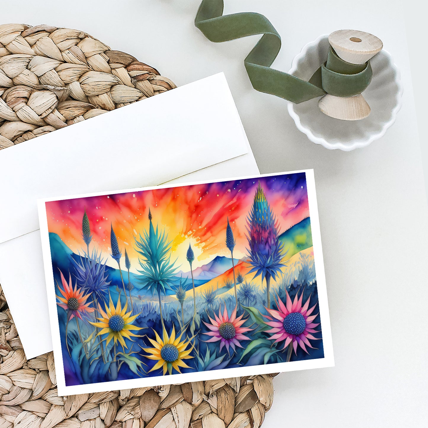 Eryngium in Color Greeting Cards Pack of 8