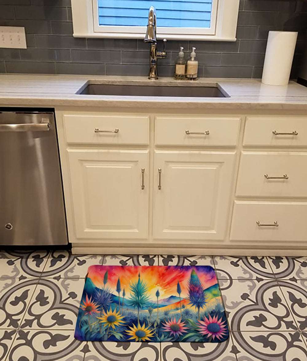 Eryngium in Color Memory Foam Kitchen Mat