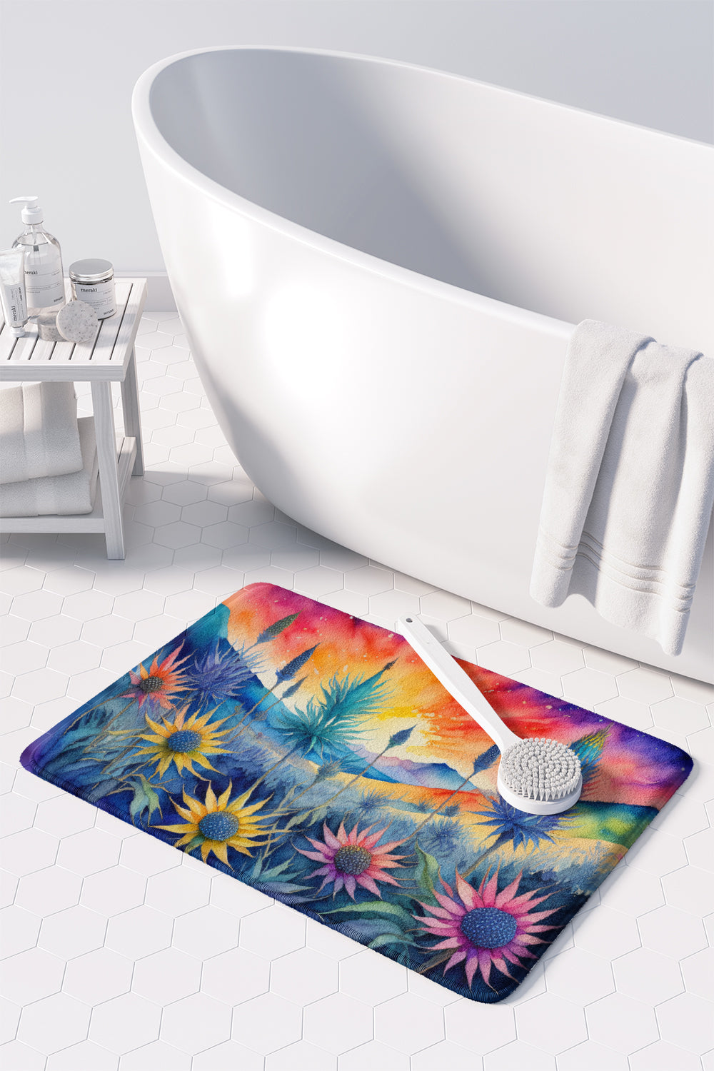 Eryngium in Color Memory Foam Kitchen Mat