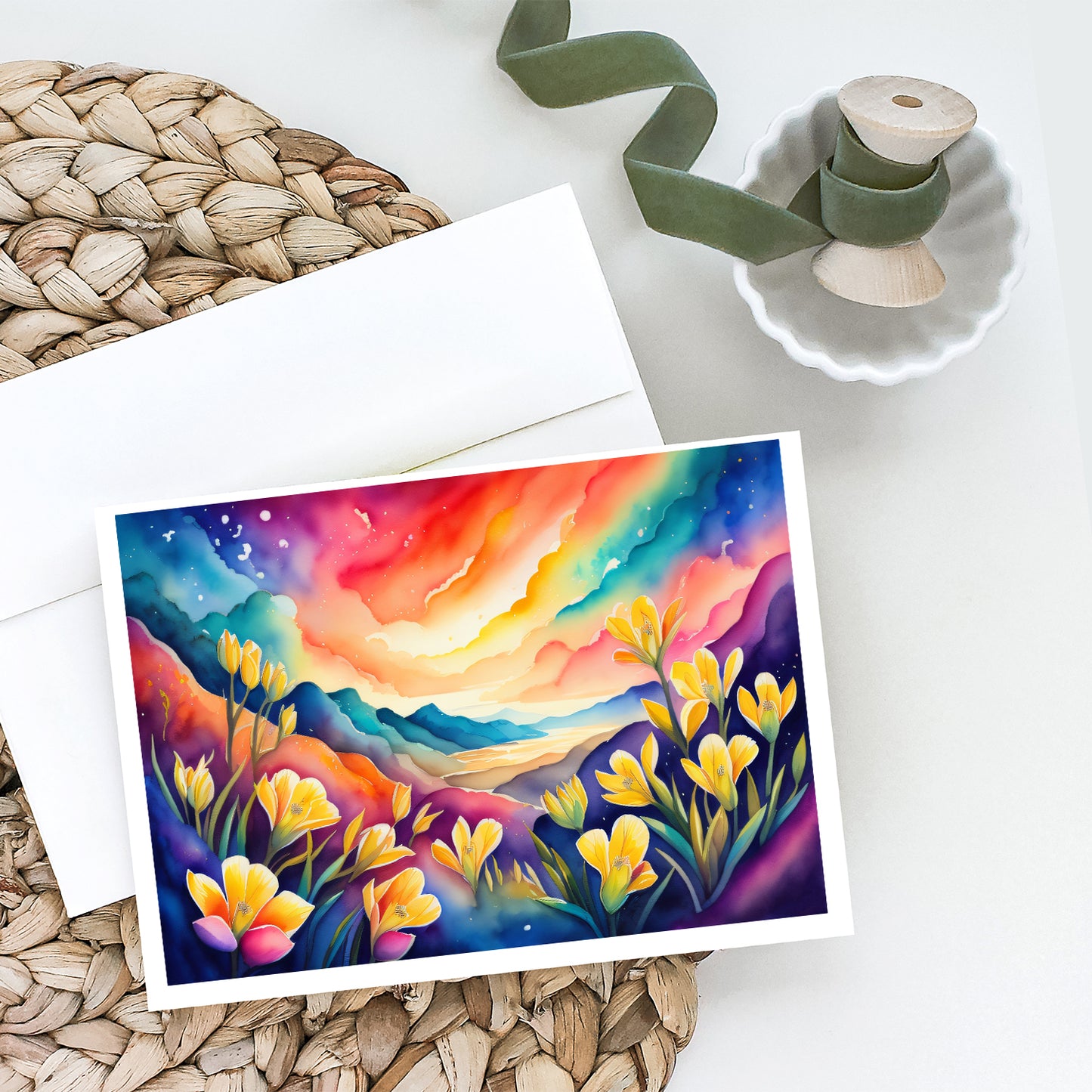 Freesia in Color Greeting Cards Pack of 8