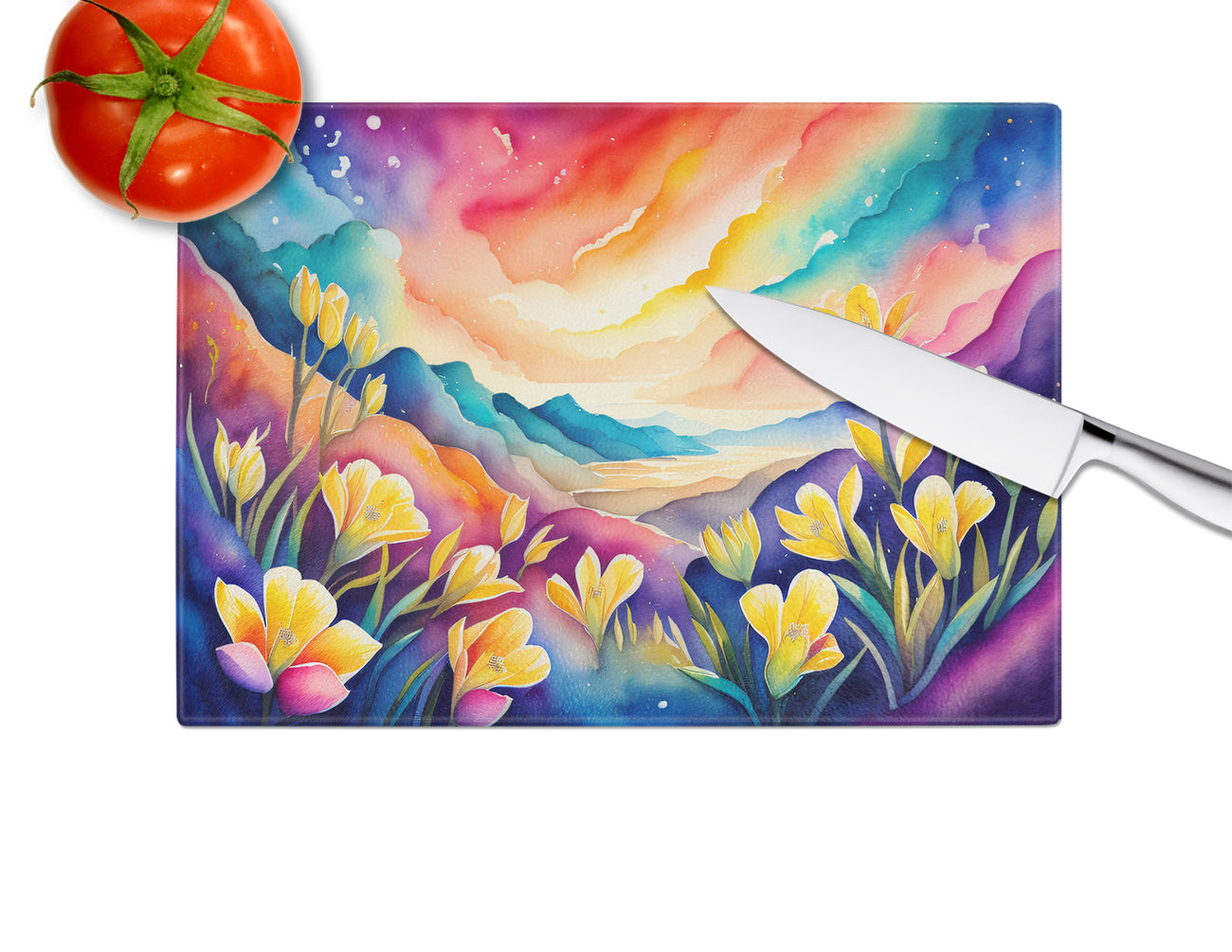 Freesia in Color Glass Cutting Board