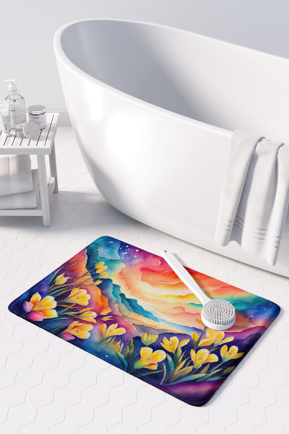 Freesia in Color Memory Foam Kitchen Mat