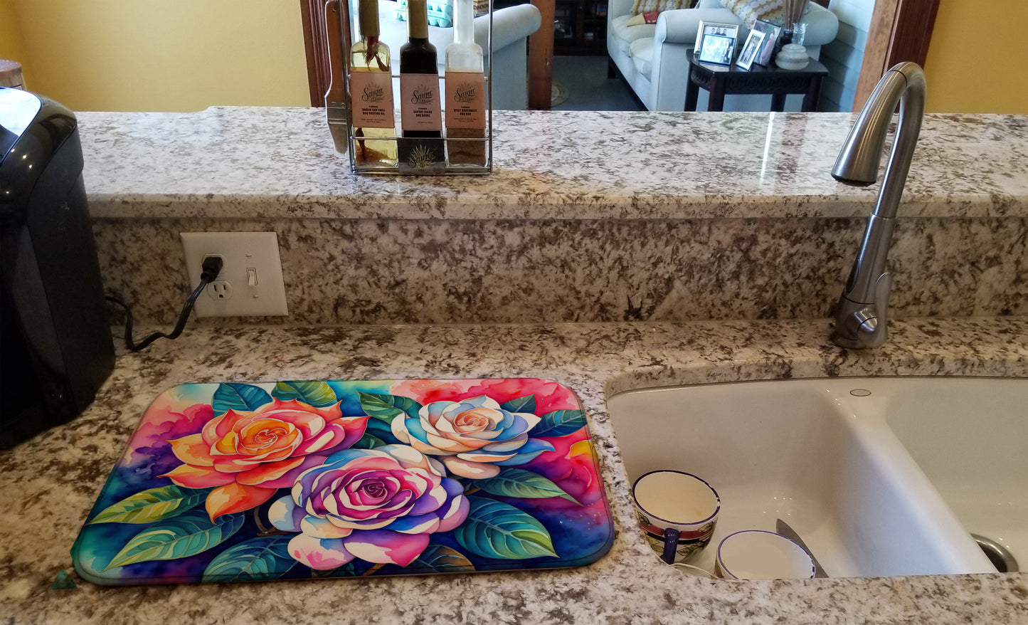 Gardenias in Color Dish Drying Mat