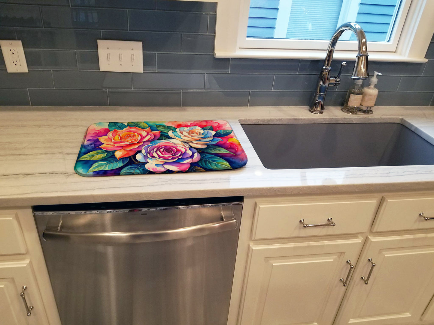 Gardenias in Color Dish Drying Mat