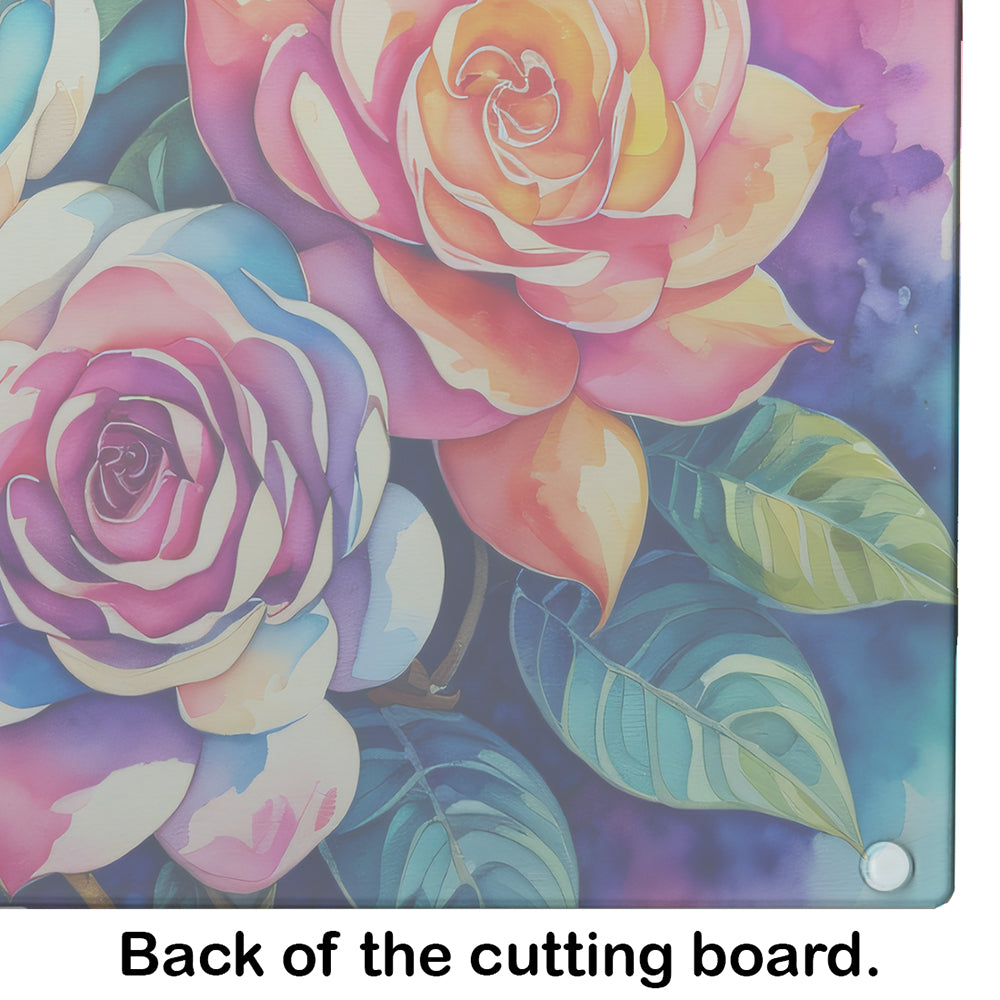 Gardenias in Color Glass Cutting Board