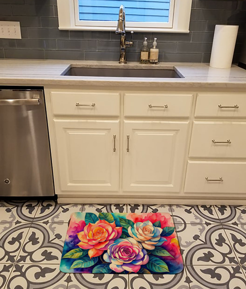 Gardenias in Color Memory Foam Kitchen Mat