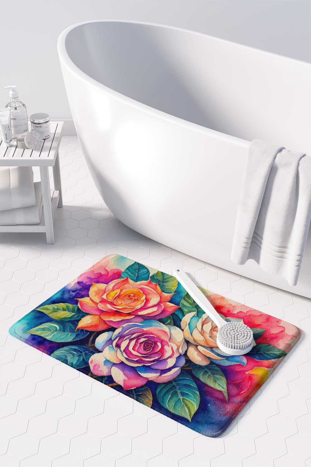 Gardenias in Color Memory Foam Kitchen Mat