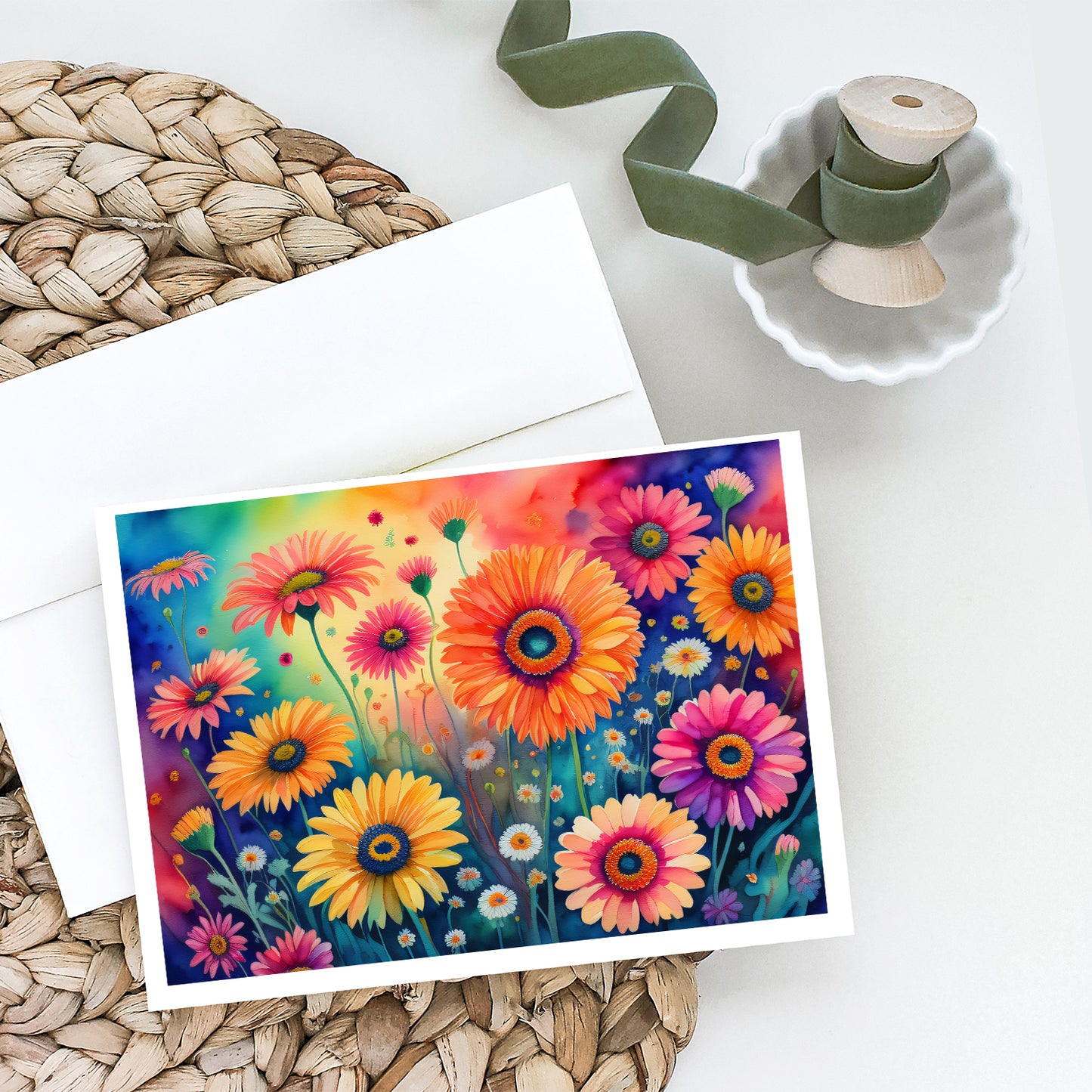 Gerbera Daisies in Color Greeting Cards Pack of 8