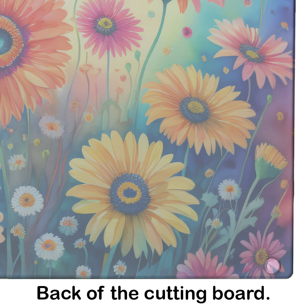 Gerbera Daisies in Color Glass Cutting Board