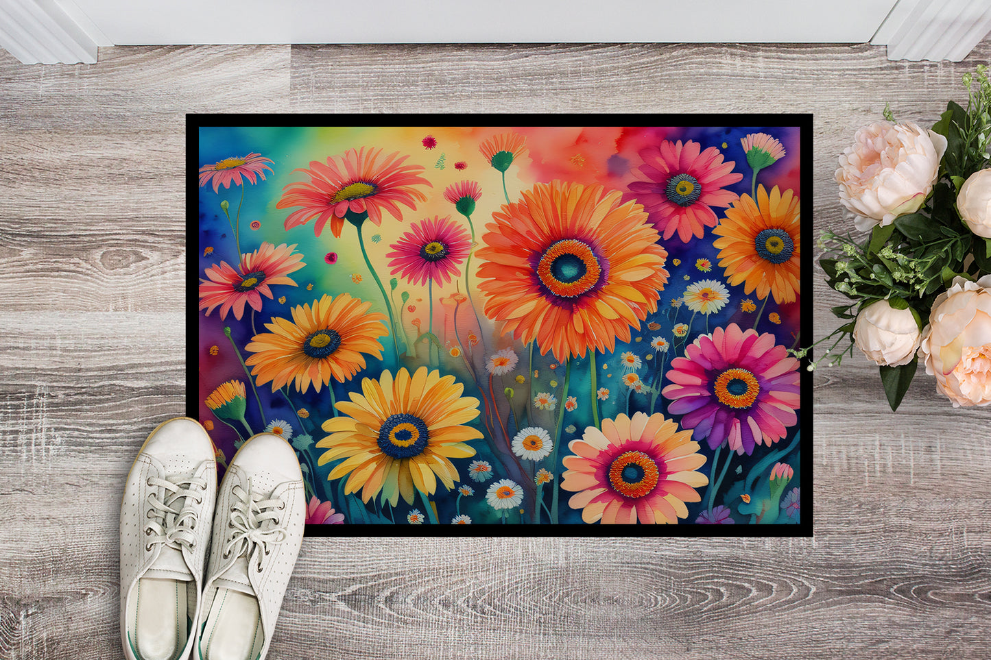 Gerbera Daisies in Color Doormat