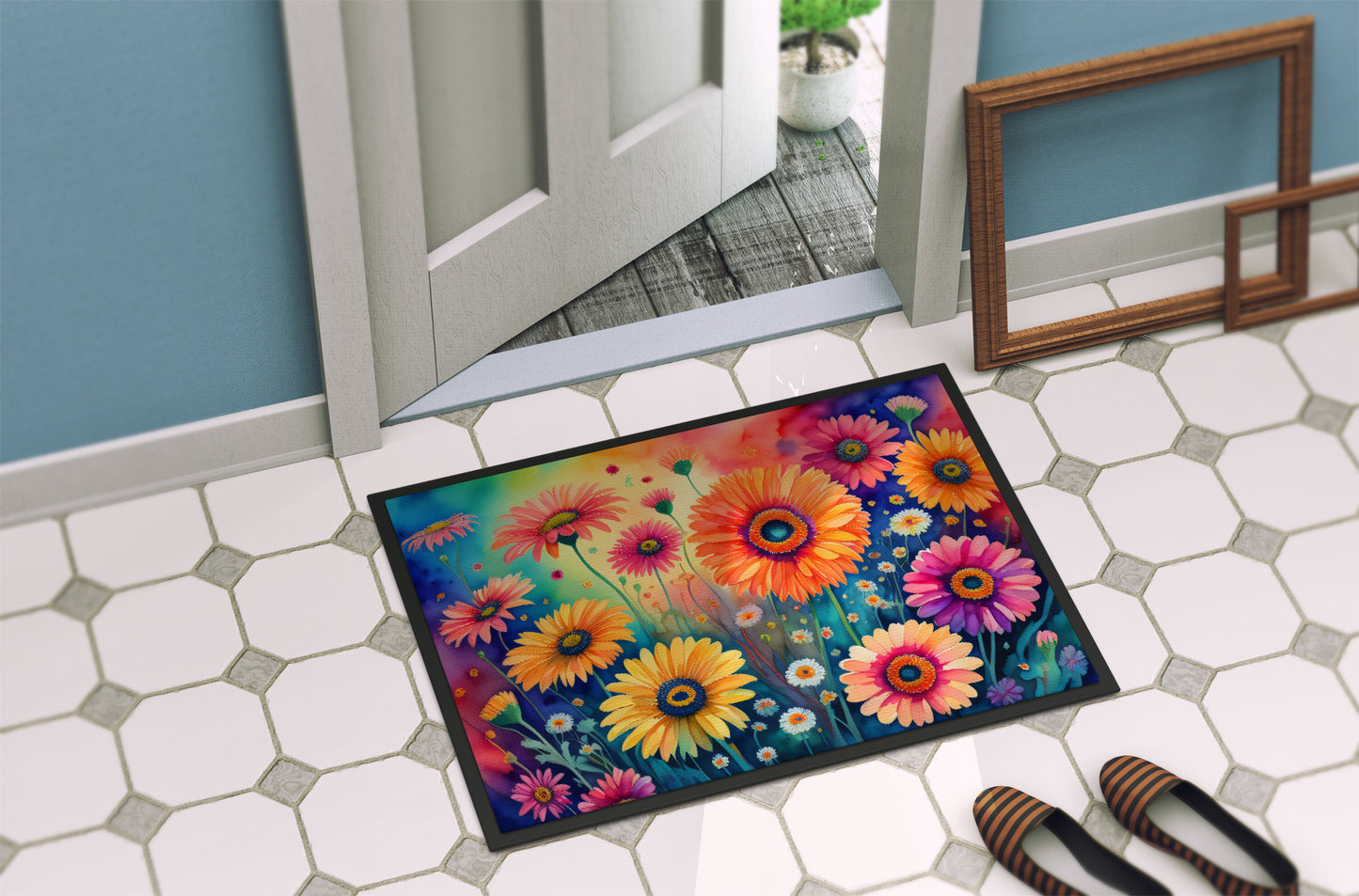 Gerbera Daisies in Color Doormat