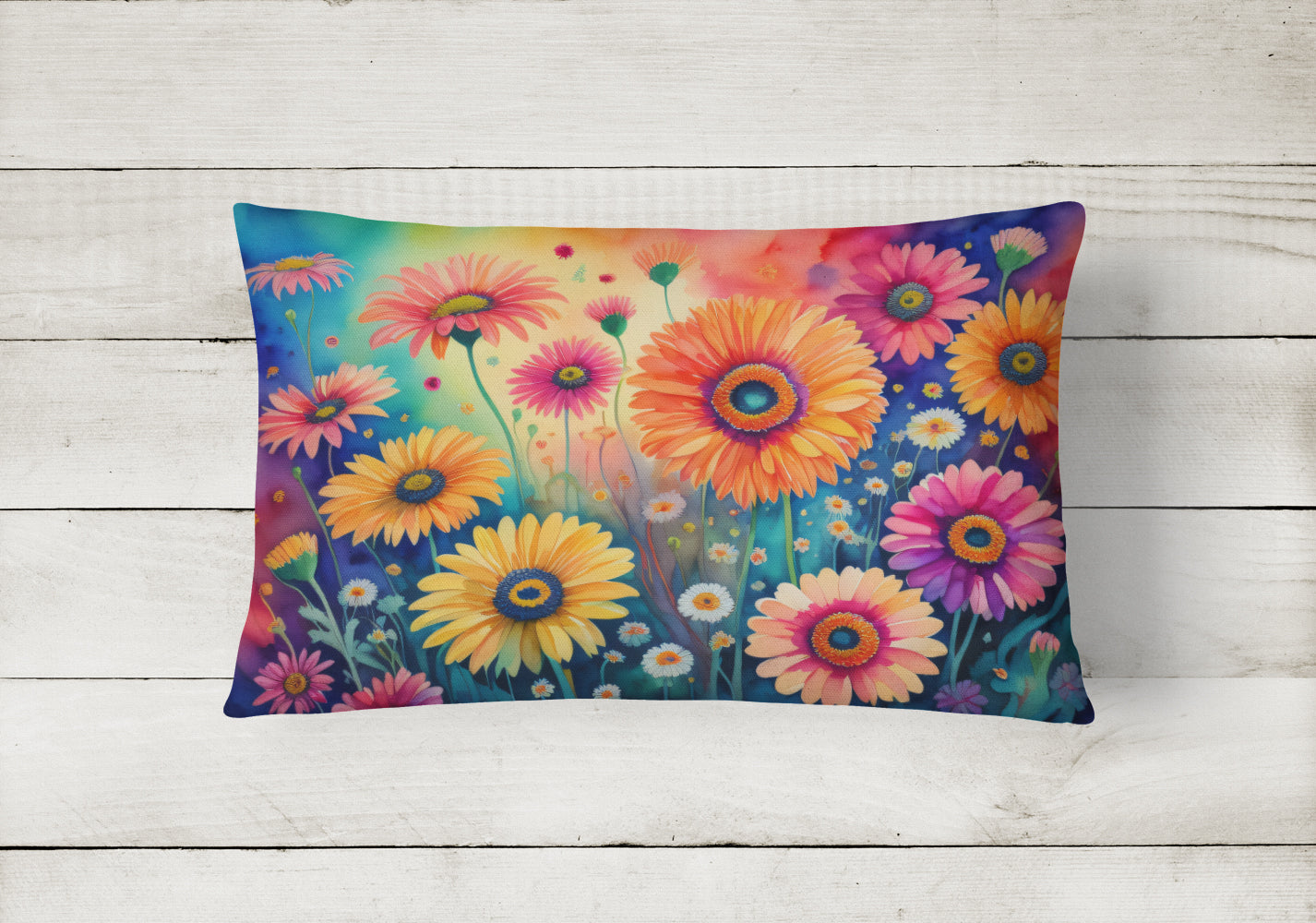 Gerbera Daisies in Color Throw Pillow