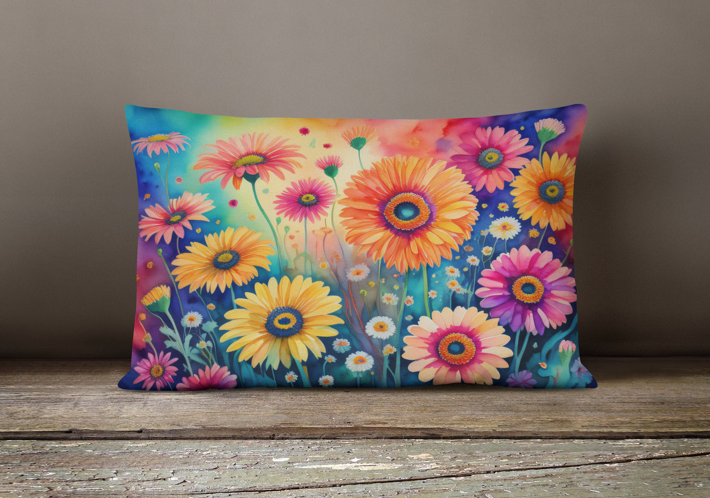 Gerbera Daisies in Color Throw Pillow