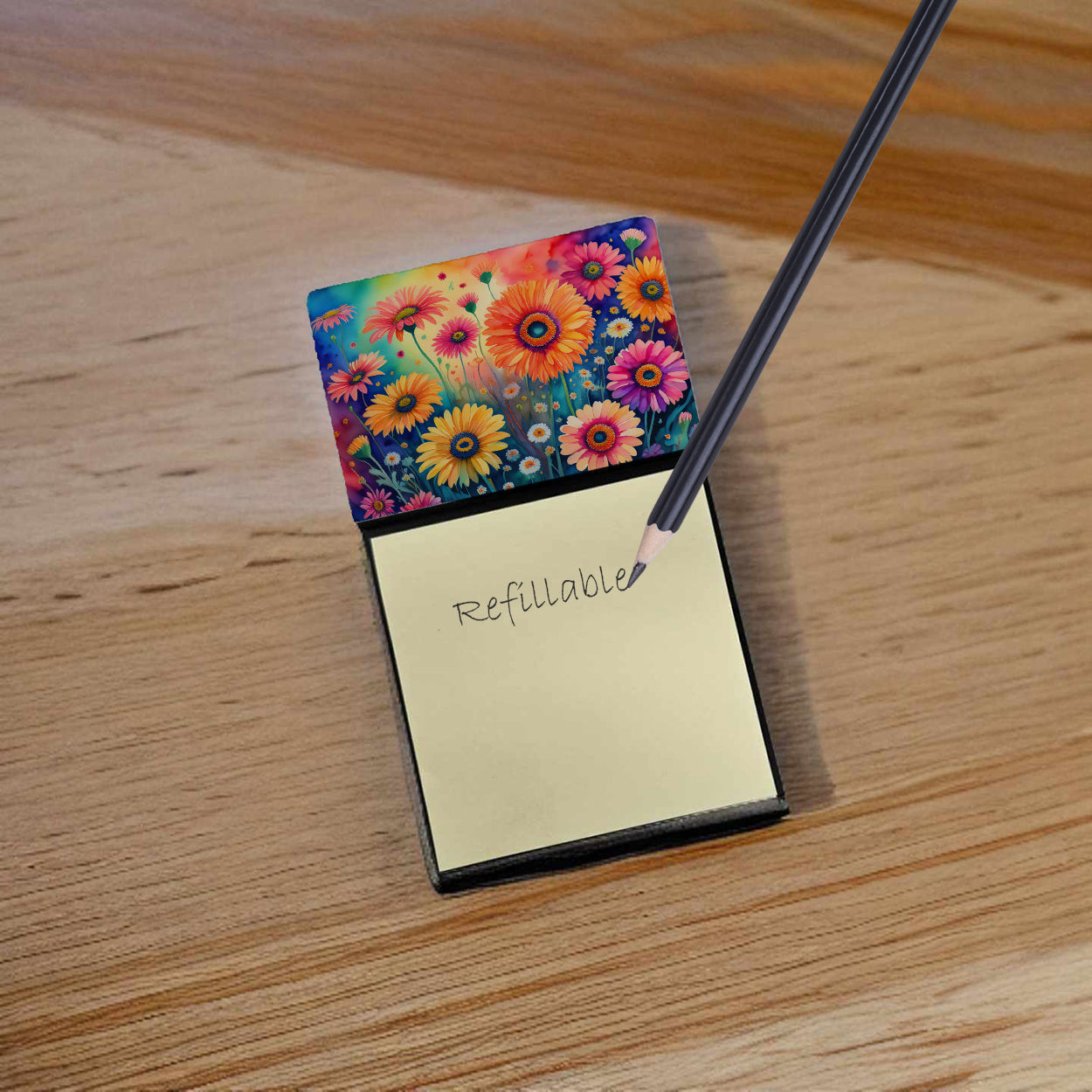 Gerbera Daisies in Color Sticky Note Holder