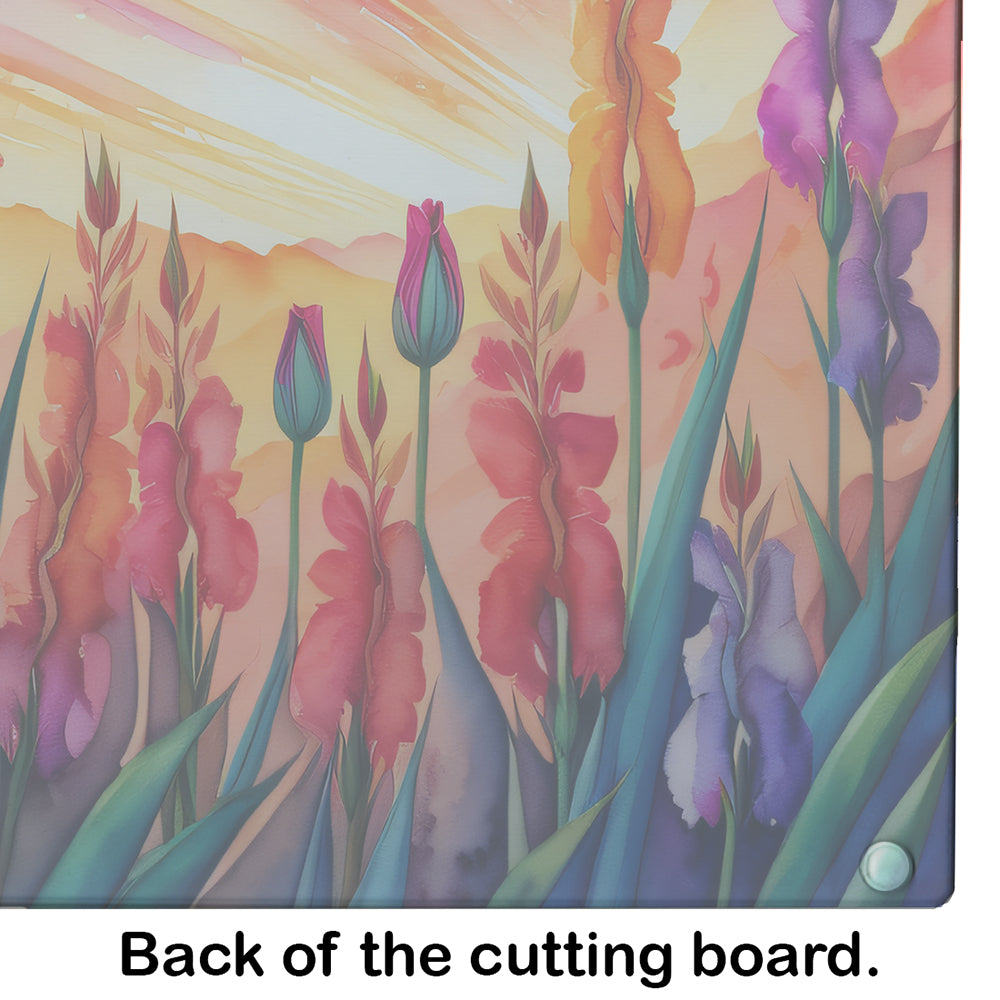 Gladiolus in Color Glass Cutting Board