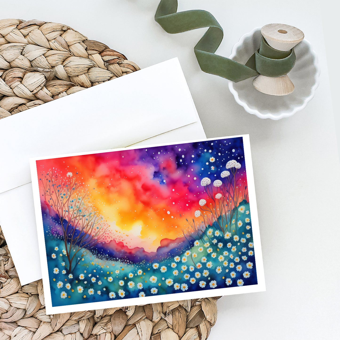 Gypsophila in Color Greeting Cards Pack of 8