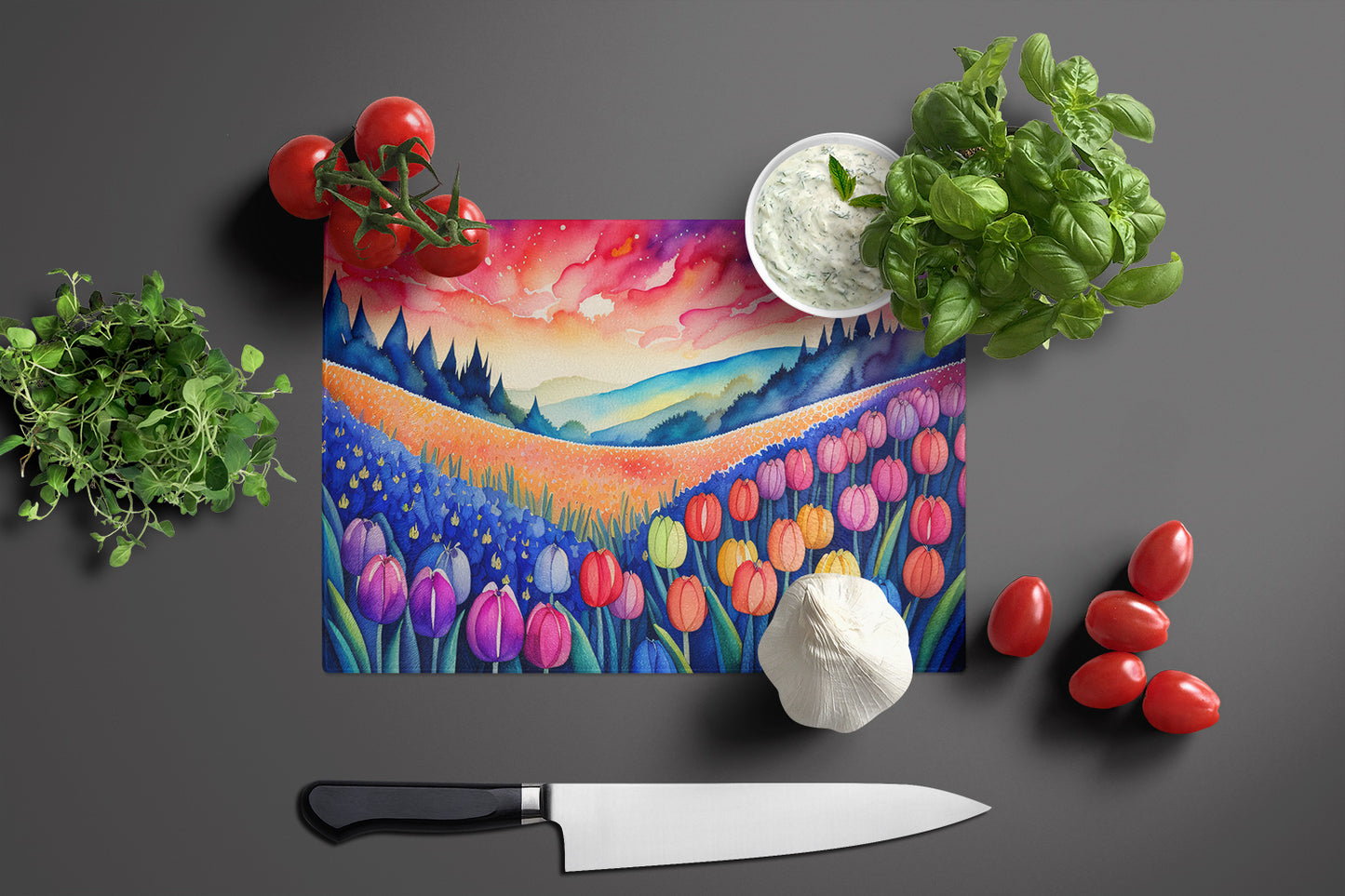 Hyacinths in Color Glass Cutting Board