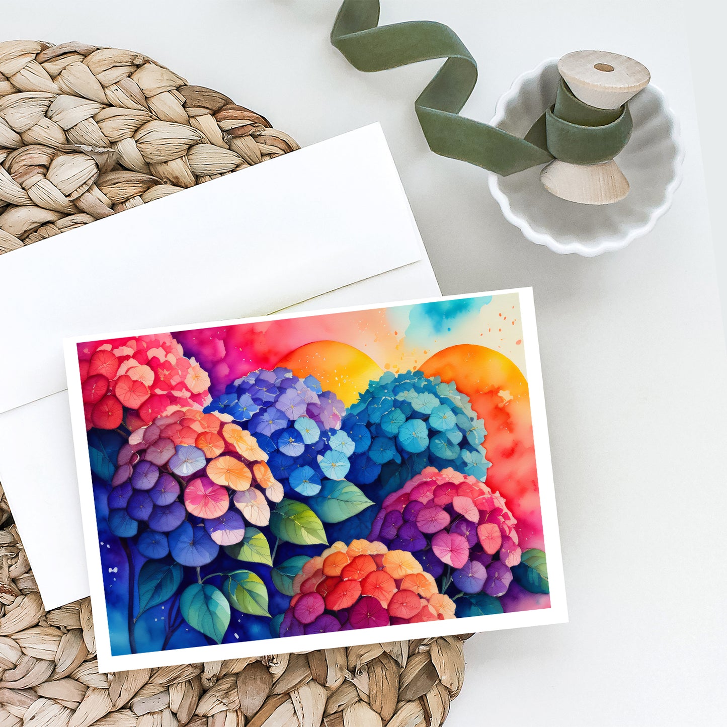 Hydrangeas in Color Greeting Cards Pack of 8