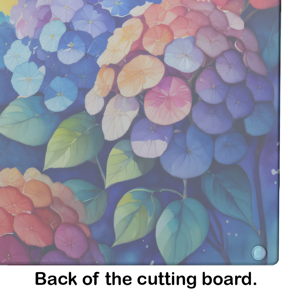 Hydrangeas in Color Glass Cutting Board