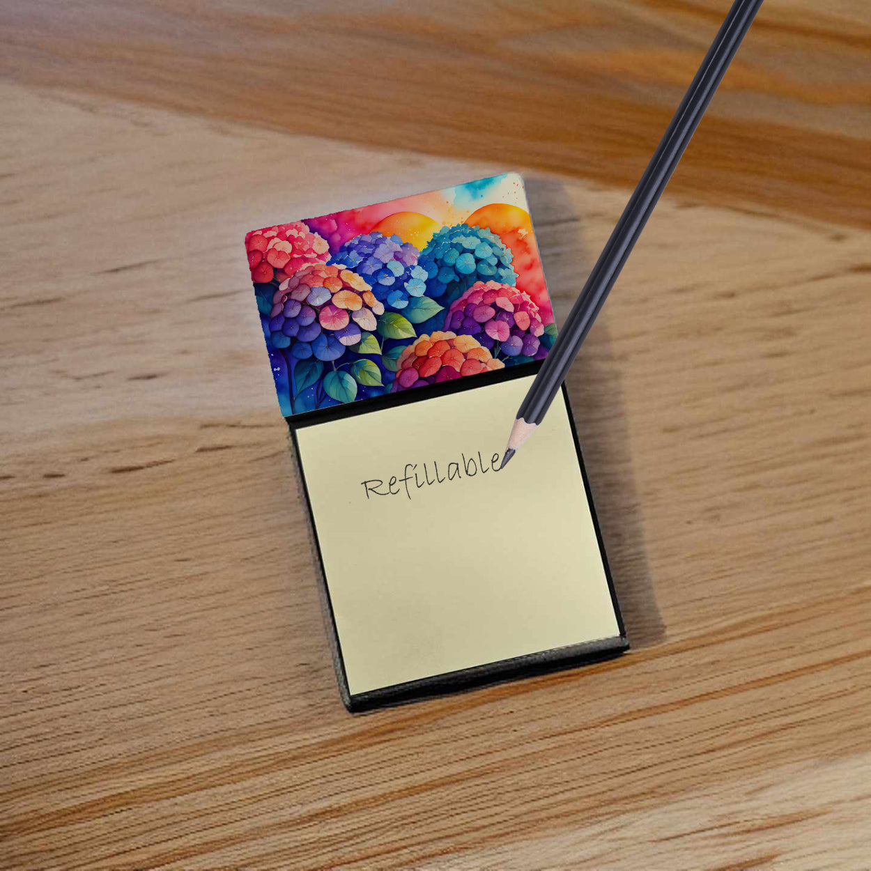 Hydrangeas in Color Sticky Note Holder