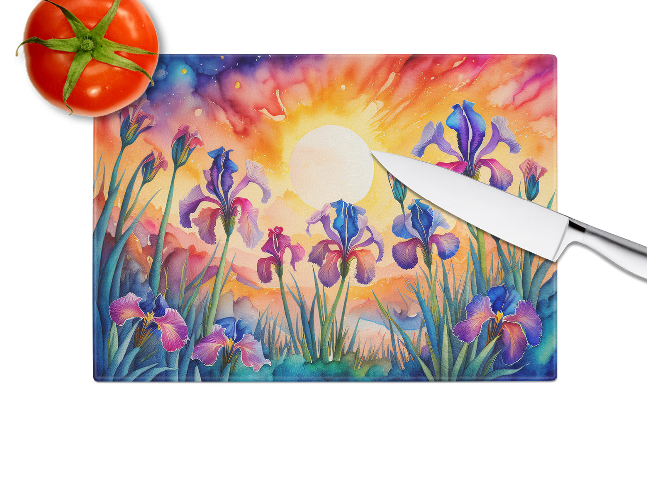 Iris in Color Glass Cutting Board