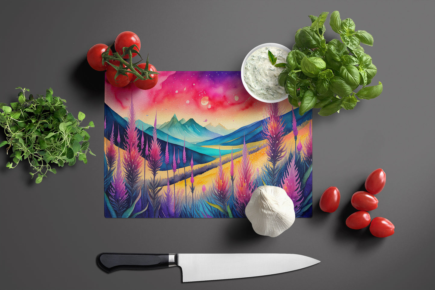 Liatris in Color Glass Cutting Board