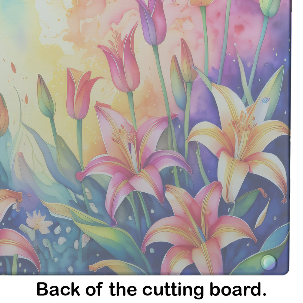 Lilies in Color Glass Cutting Board