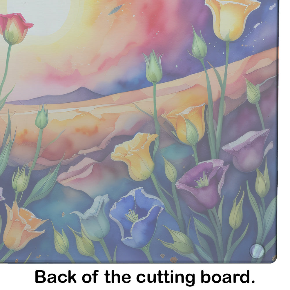 Lisianthus in Color Glass Cutting Board