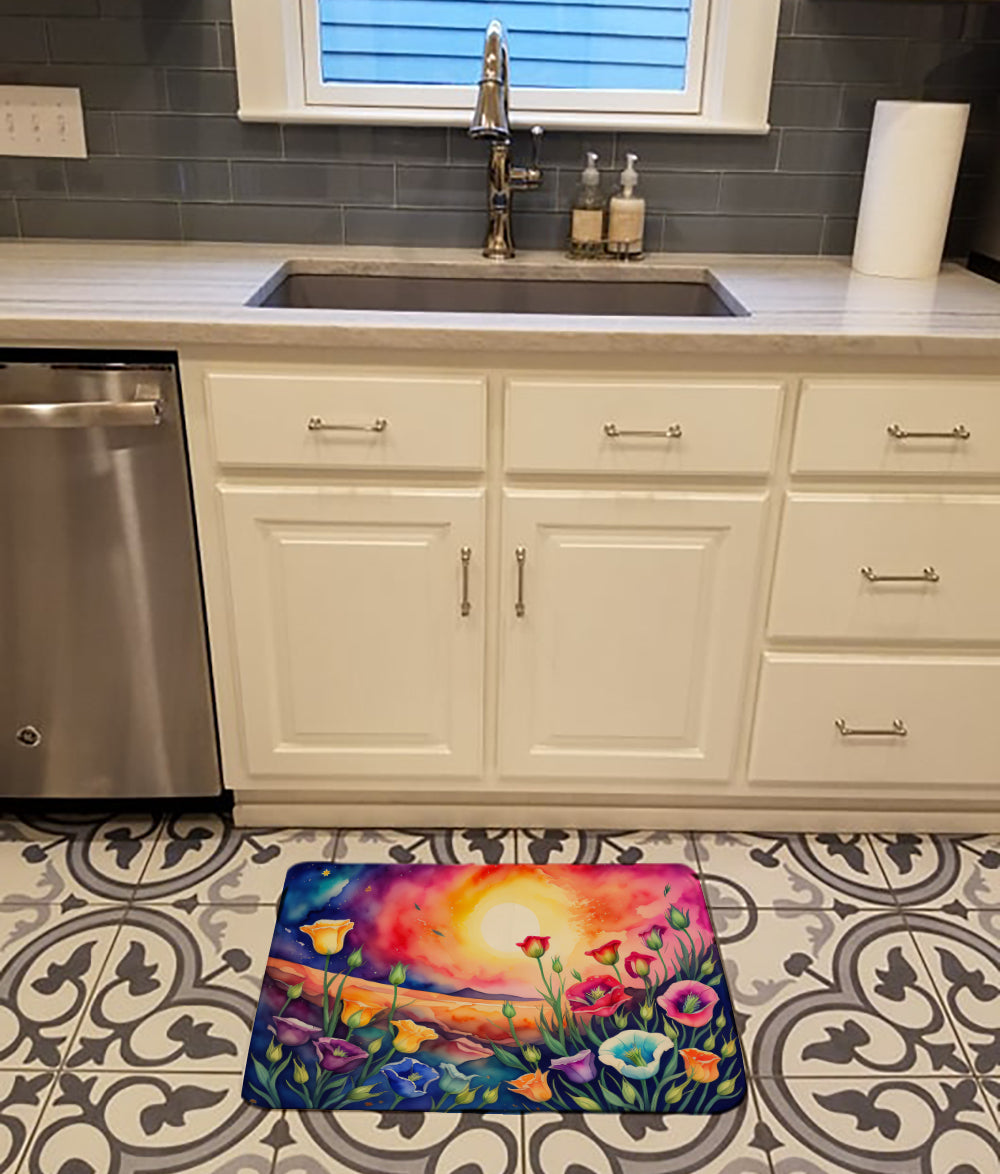 Lisianthus in Color Memory Foam Kitchen Mat