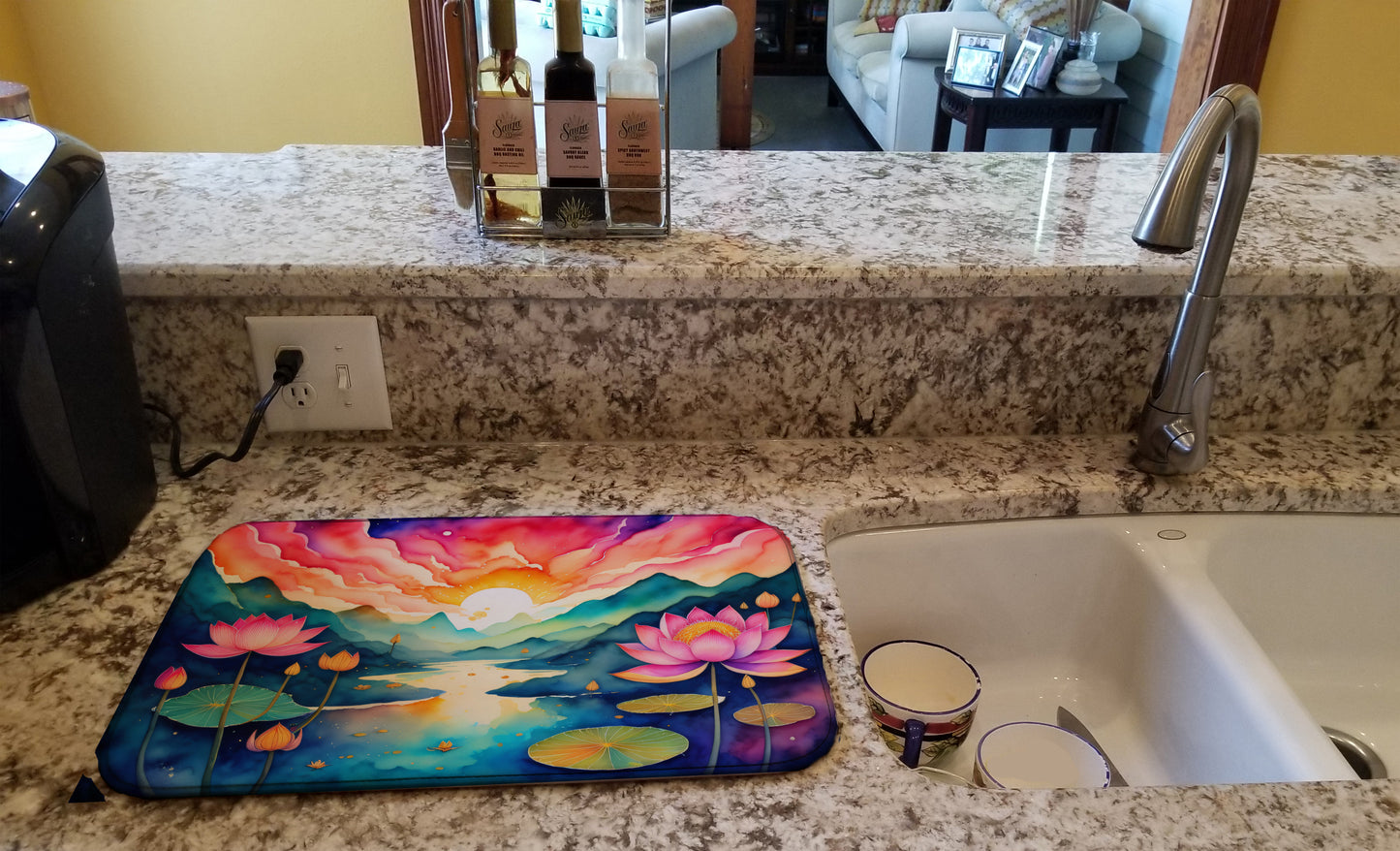 Lotus in Color Dish Drying Mat