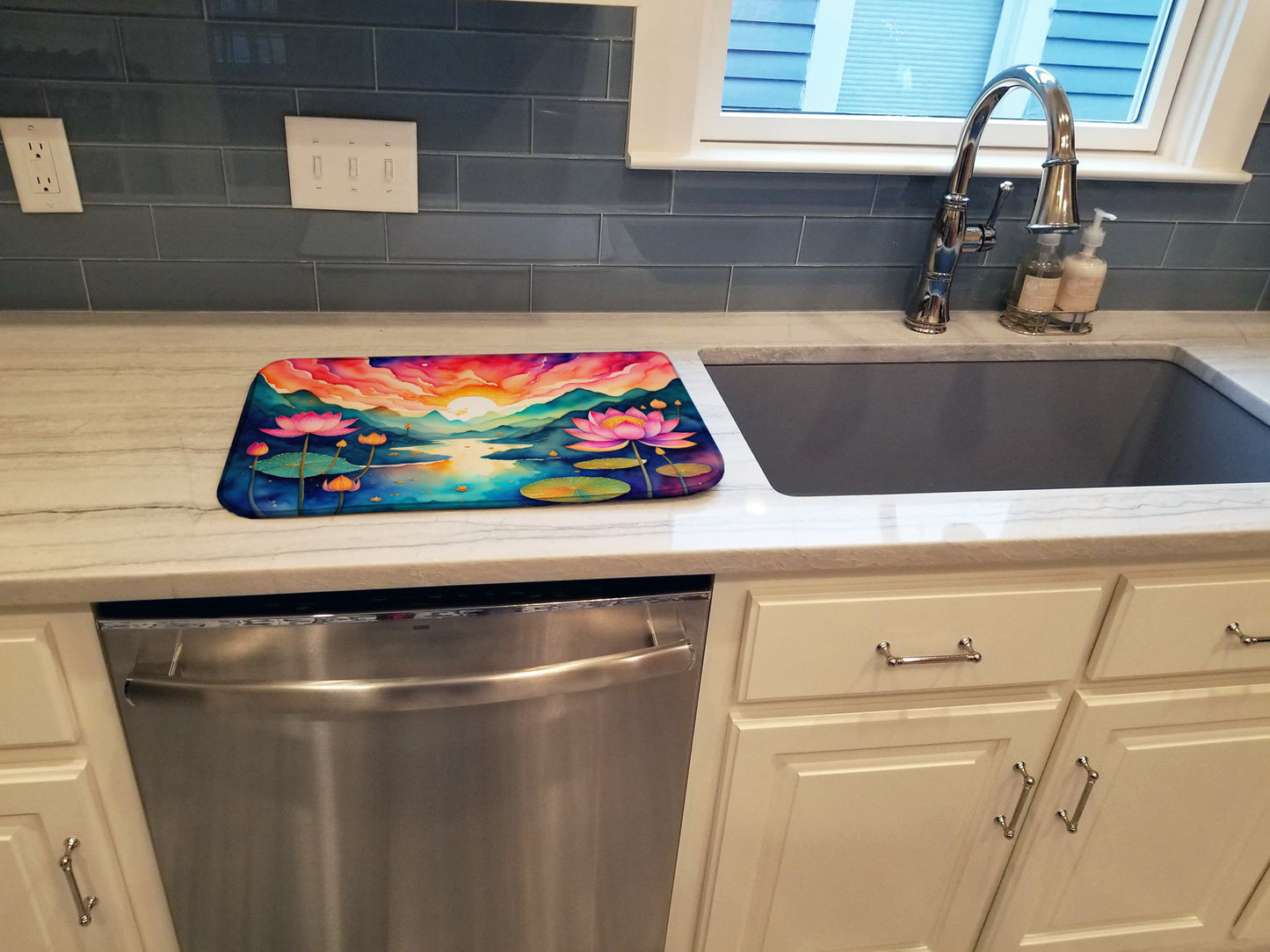 Lotus in Color Dish Drying Mat