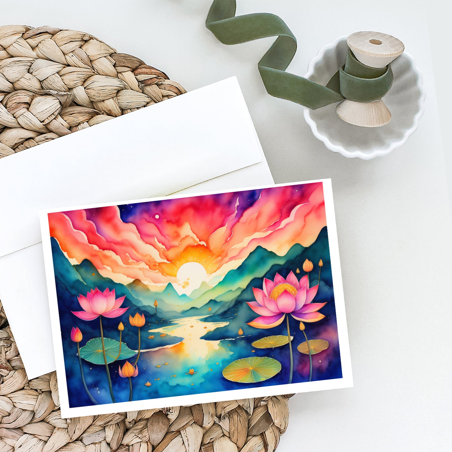 Lotus in Color Greeting Cards Pack of 8