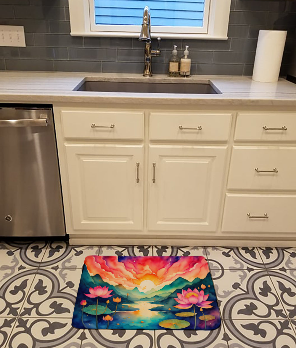 Lotus in Color Memory Foam Kitchen Mat