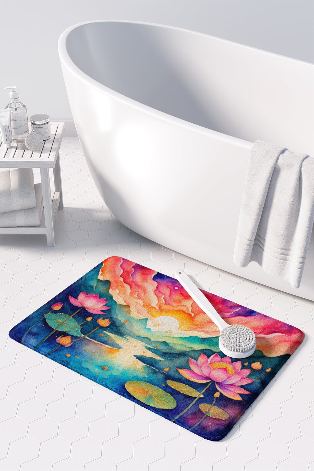 Lotus in Color Memory Foam Kitchen Mat