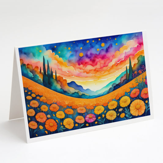 Buy this Marigolds in Color Greeting Cards Pack of 8