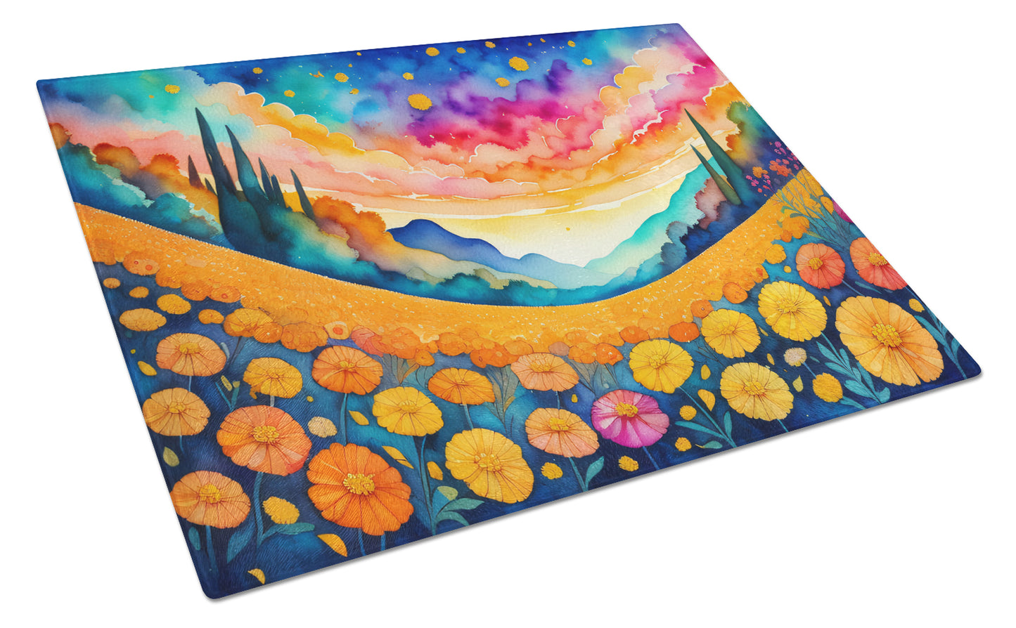 Buy this Marigolds in Color Glass Cutting Board