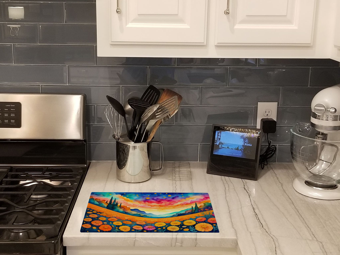 Marigolds in Color Glass Cutting Board