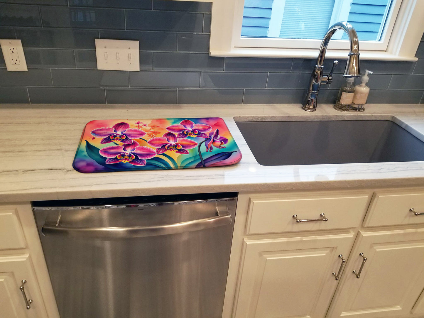 Orchids in Color Dish Drying Mat