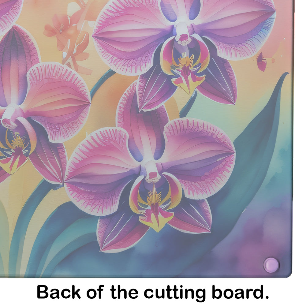 Orchids in Color Glass Cutting Board