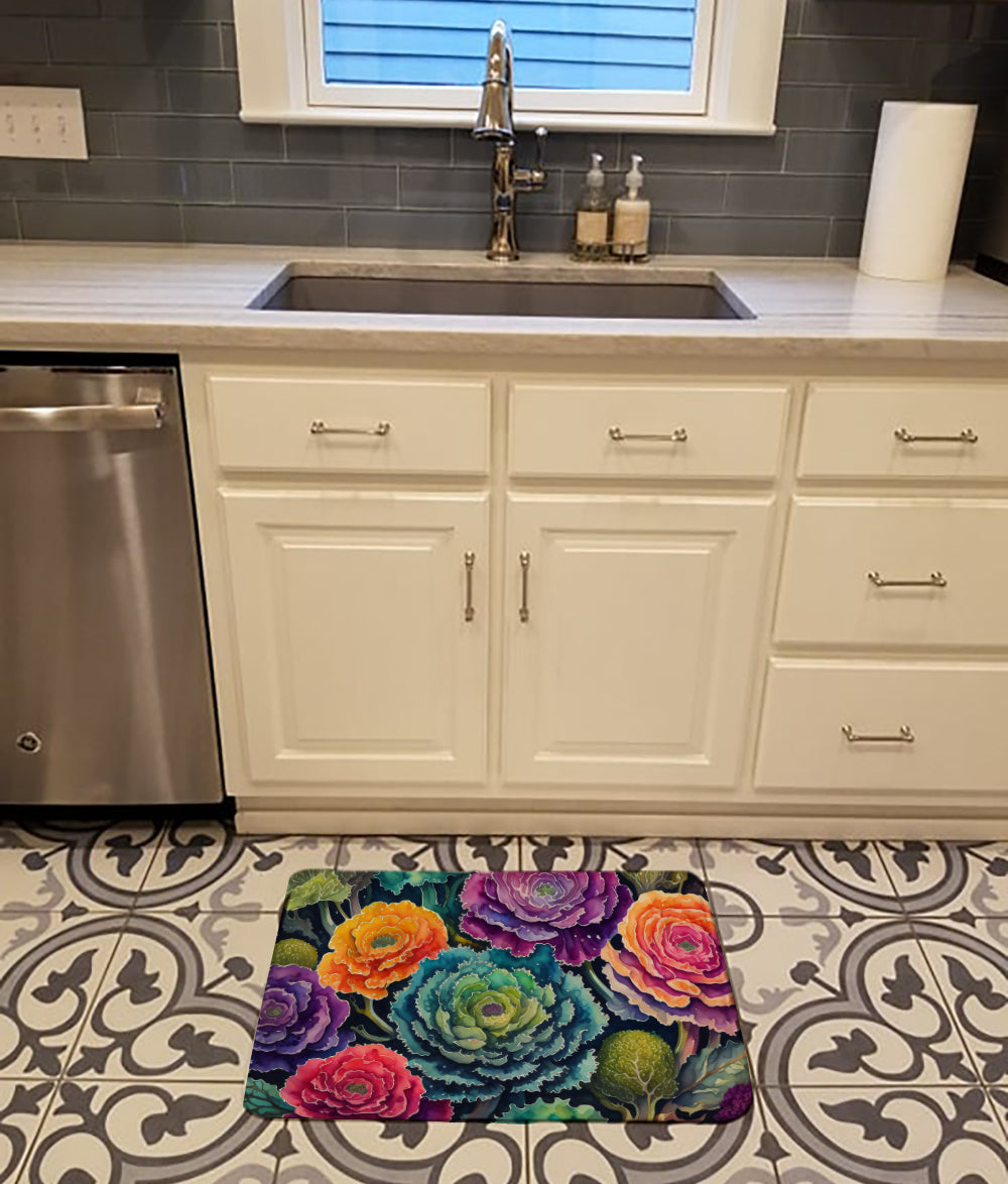 Ornamental Kale in Color Memory Foam Kitchen Mat