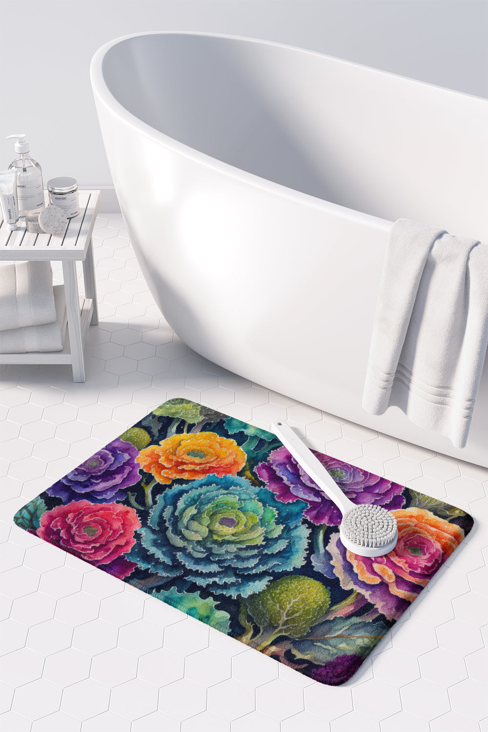 Ornamental Kale in Color Memory Foam Kitchen Mat