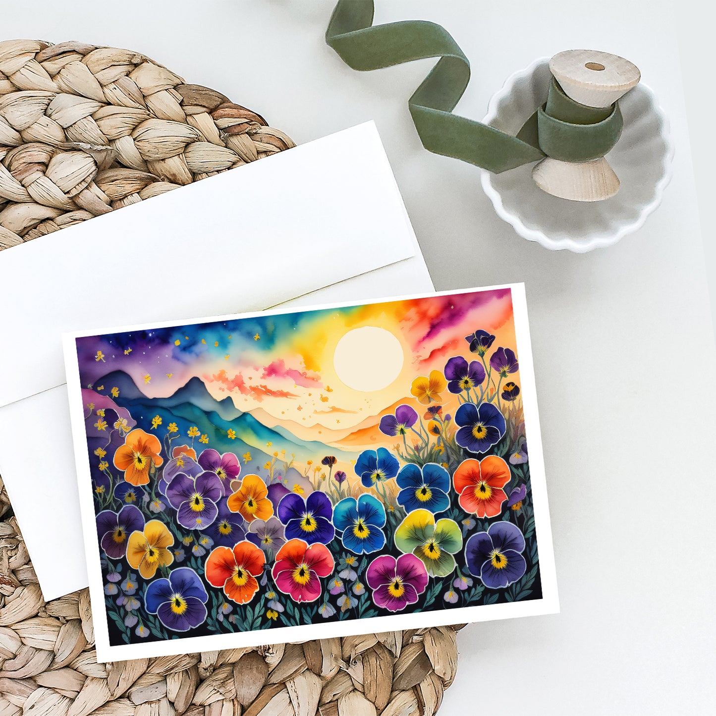 Pansies in Color Greeting Cards Pack of 8