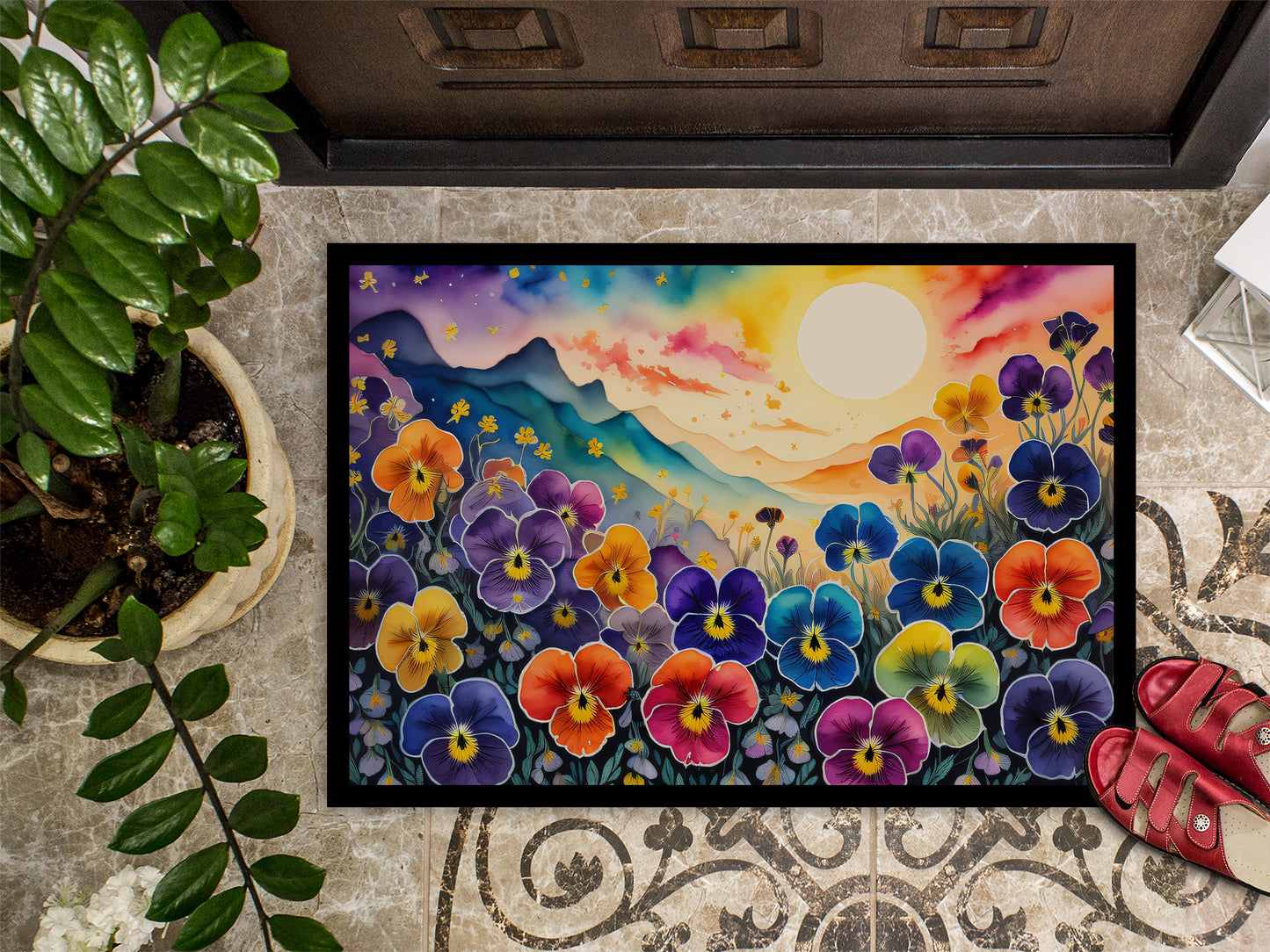 Pansies in Color Doormat